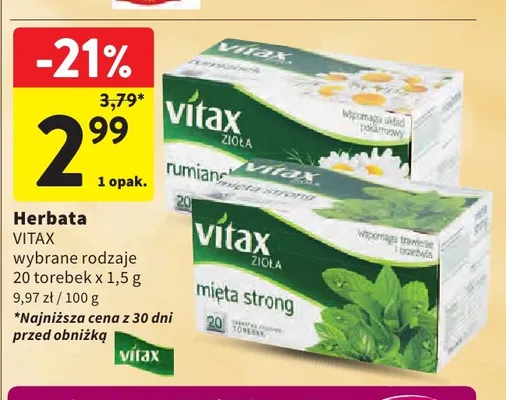 Herbata Vitax Rumianek promocja w Intermarche