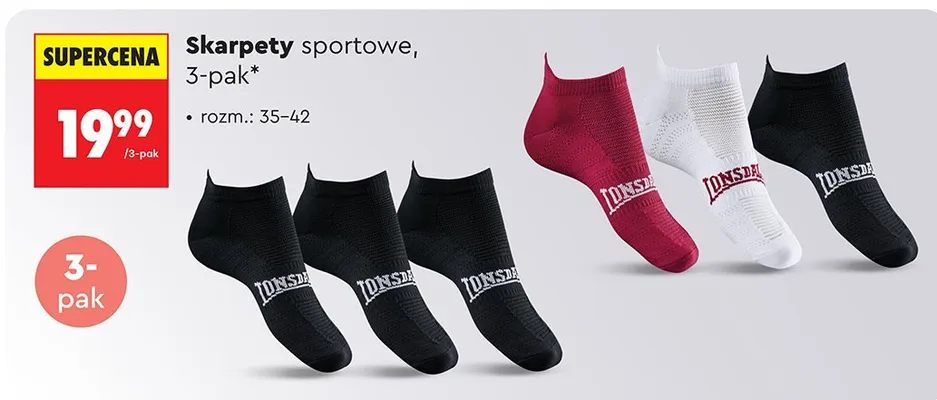 Skarpety sportowe, 3-pak promocja w Biedronka