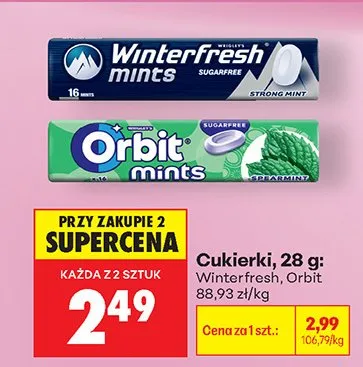 Cukierki Winterfresh mints Strong Mint promocja w Biedronka