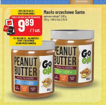 Masło orzechowe Sante Go On smooth promocja w POLOmarket