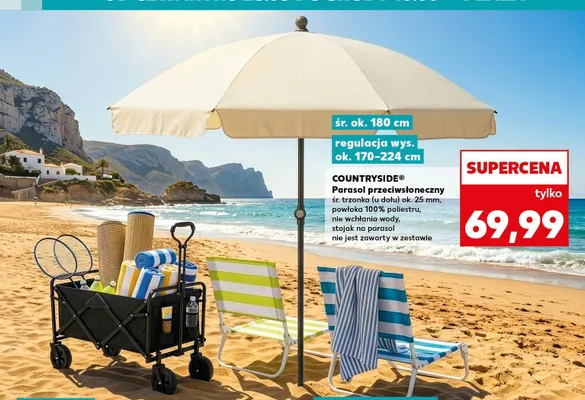 Parasol przeciwsłoneczny COUNTRYSIDE śr. ok. 180cm regulacja wys. ok. 170-224cm promocja w Kaufland