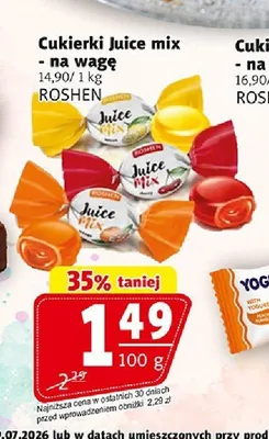 Cukierki Juice mix na wagę promocja w Prim Market