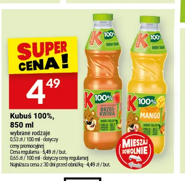 Sok Kubuś mango 850 ml 100% promocja w Twój Market