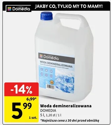 Woda demineralizowana DOMEDIA promocja w Intermarche