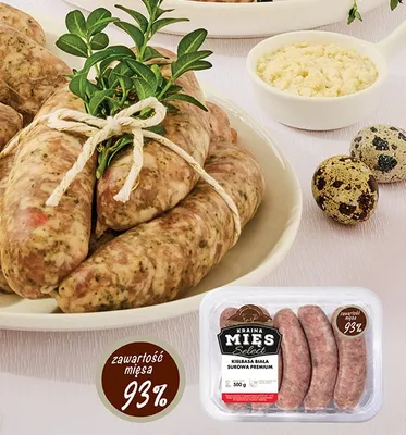Kiełbasa biała surowa premium 93% mięsa promocja w Biedronka