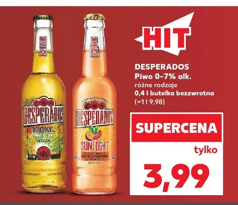 Piwo bezalkoholowe Desperados Sunlight promocja w Kaufland