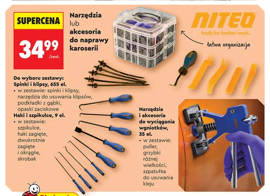 Haki i szpikulce 9 el. Niteo promocja w Biedronka