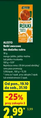 Rolki owocowe bez dodatku cukru mango-jabłko Alesto promocja w Lidl