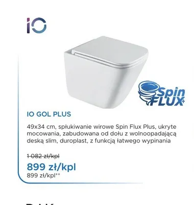 Miska WC wisząca IO Gol Plus z deską slim promocja w Blu Salony Łazienek