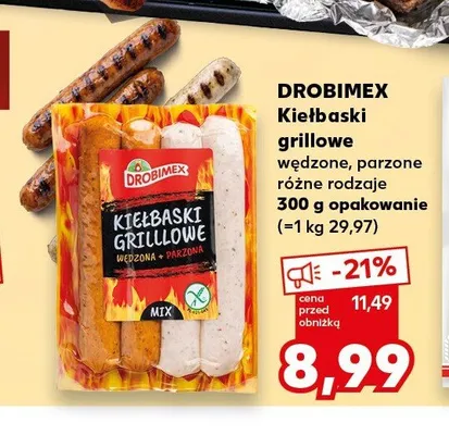 Kiełbaski grillowe wędzone Drobimex promocja w Kaufland
