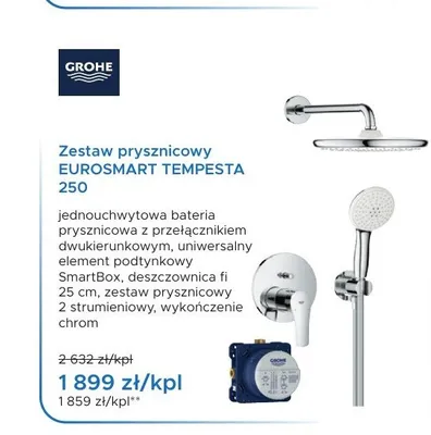 Zestaw prysznicowy Grohe Eurosmart Tempesta 250 promocja w Blu Salony Łazienek