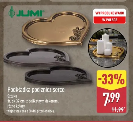 Podkładka pod znicz serce Jumi promocja w Aldi