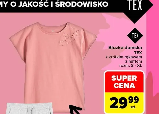 Bluzka damska TEX z krótkim rękawem z haftem promocja w Carrefour