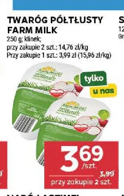 Twaróg półtłusty Farm Milk promocja w Stokrotka