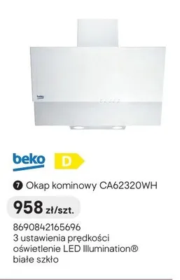 Okap kominowy Beko CA62320WH promocja w Castorama