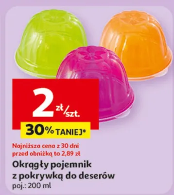 Okrągły pojemnik z pokrywką do deserów promocja w Auchan