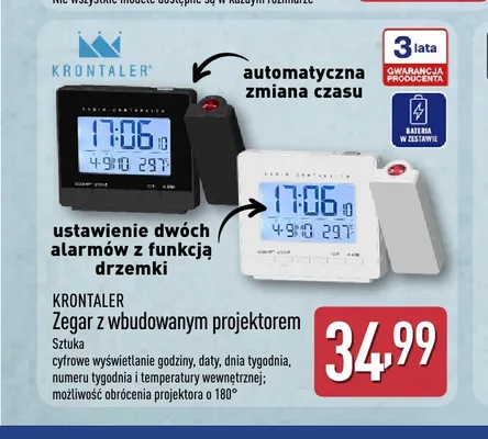 Zegar z wbudowanym projektorem Krontaler promocja w Aldi