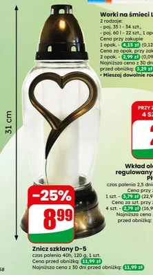 Znicz szklany D-5 promocja w Dino