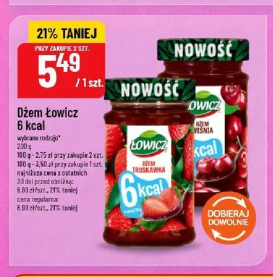 Dżem truskawkowy Łowicz 6 kcal promocja w POLOmarket