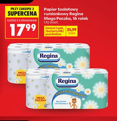 Papier toaletowy rumiankowy Regina Mega Paczka 16-pak promocja w Biedronka