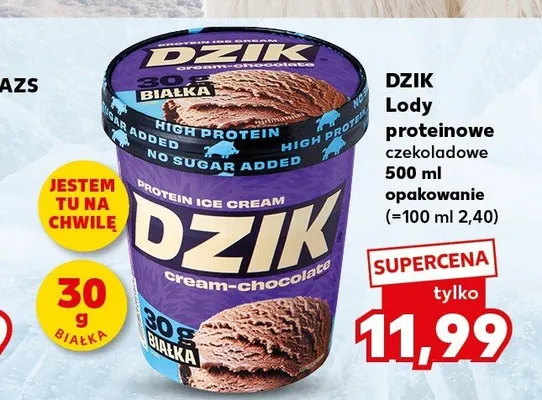 Lody proteinowe czekoladowe Dzik promocja w Kaufland