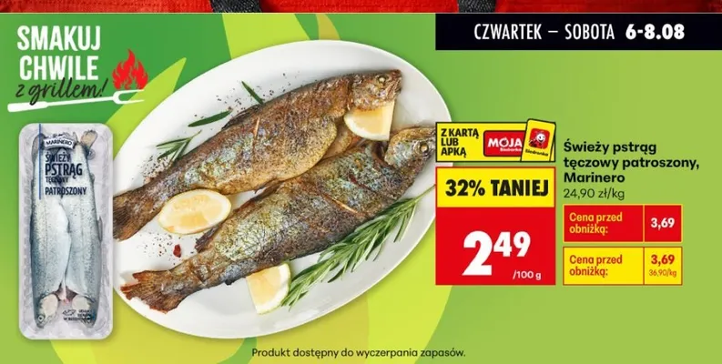 Świeży pstrąg tęczowy patroszony Marinero promocja w Biedronka