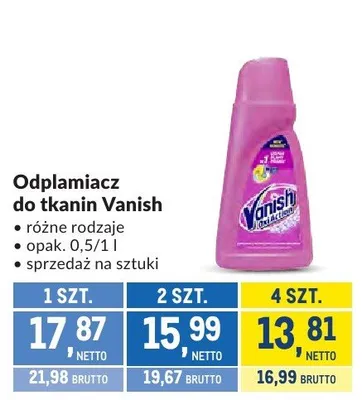 Odplamiacz do tkanin Vanish promocja w Makro