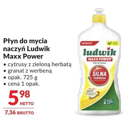 Płyn do mycia naczyń Ludwik Maxx Power z witaminą zieloną herbatą, granat z werbeną promocja w Makro