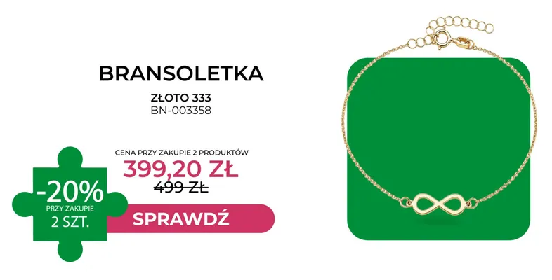 Bransoletka złoto 333 BN-003358 Briju promocja w Briju