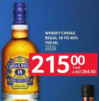 Whisky Chivas Regal 18 YO 40% 700 ml promocja w Selgros