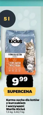 Karma sucha dla kotów z kurczakiem i warzywami Sterile Kiciuś promocja w Netto