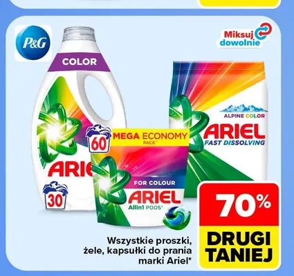Proszki, żele, kapsułki do prania marki Ariel promocja w Carrefour Market