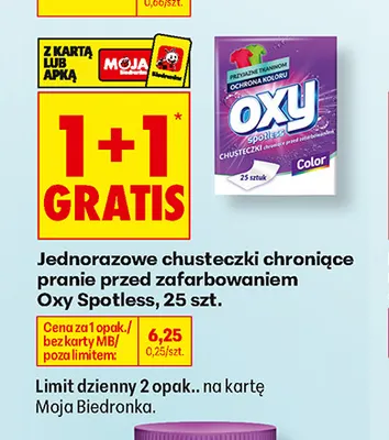 Jednorazowe chusteczki chroniące pranie przed zafarbowaniem Oxy Spotless promocja w Biedronka