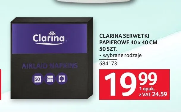 Serwetki papierowe Clarina promocja w Selgros