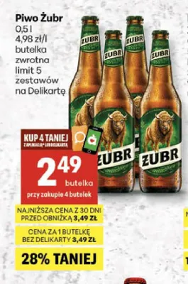 Piwo Żubr promocja w Delikatesy Centrum