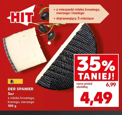 Ser z mleka krowiego, koziego, owczego Der Spanier promocja w Kaufland