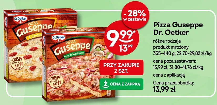 Pizza Guseppe różne rodzaje produkt mrożony promocja w Żabka