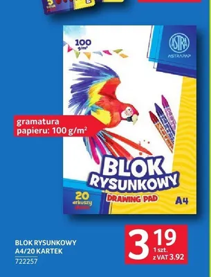 Blok rysunkowy Astra A4 20 kartek promocja w Selgros