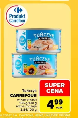 Tuńczyk w kawałkach w sosie własnym Carrefour Classic promocja w Carrefour Market