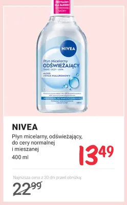 Płyn micelarny odświeżający do cery normalnej i mieszanej Nivea promocja w Rossmann