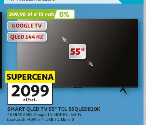 Telewizor Smart QLED TCL 55" promocja w Auchan