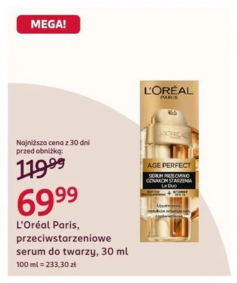 Przeciwstarzeniowe serum do twarzy L'Oréal Paris 30ml promocja w Rossmann