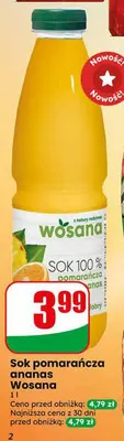 Sok pomarańcza ananas Wosana promocja w Dino