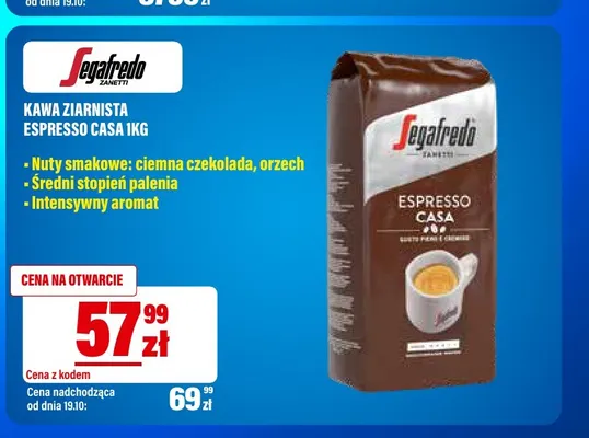 Kawa ziarnista Espresso Casa Segafredo Zanetti promocja w RTV EURO AGD