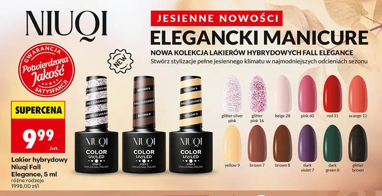 Lakier hybrydowy Niuqi Fall Elegance promocja w Biedronka