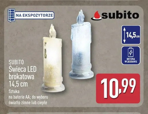 Świeca LED brokatowa 14,5 cm Subito promocja w Aldi