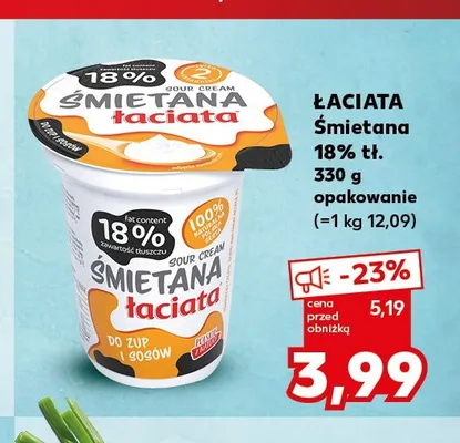 Śmietana Łaciata 18% promocja w Kaufland