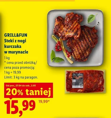 Steki z nogi kurczaka w marynacie Grill&Fun promocja w Lidl