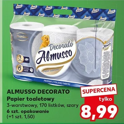 Papier toaletowy Almusso Decorato 3-warstwowy 170 listków szary promocja w Kaufland
