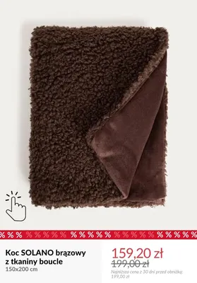 Koc Solano brązowy z tkaniny boucle 150x200 cm promocja w Homla